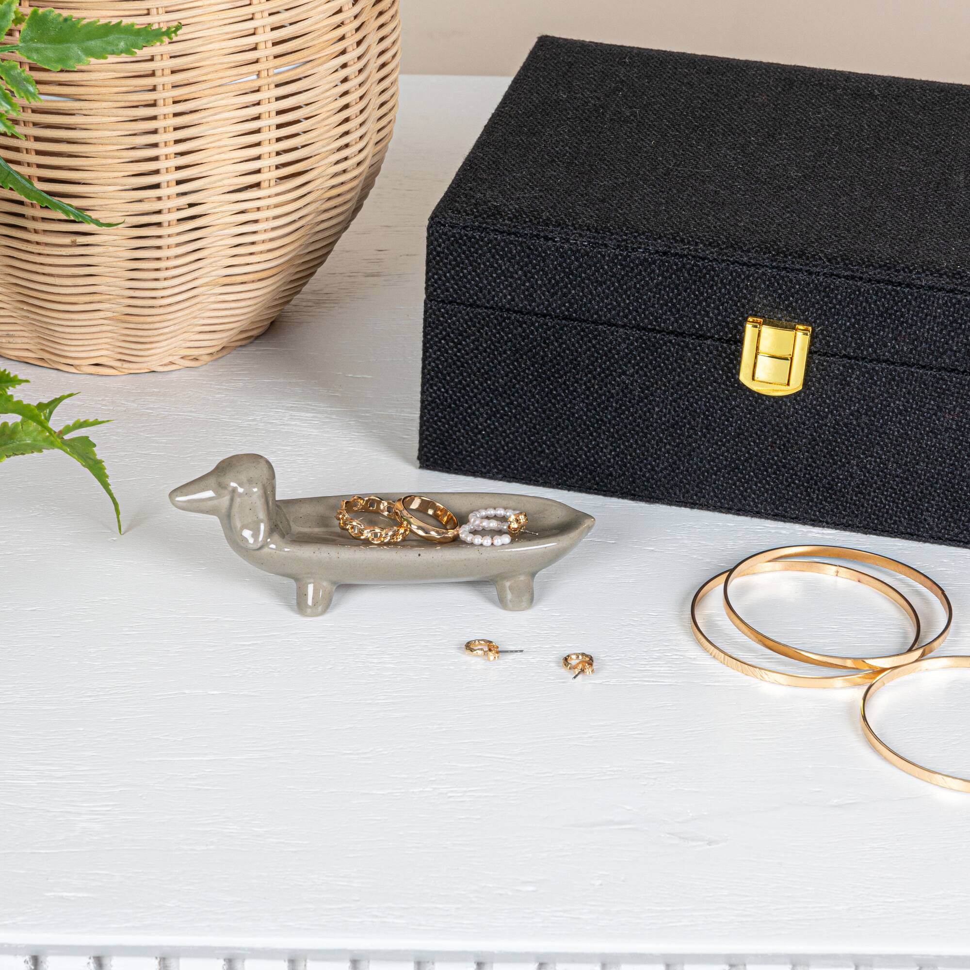 Hello Honey® 5.5" Gray Ceramic Dog Dish